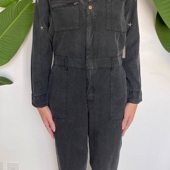 Vintage Havana NEW Washed Tencel Star Embroidered Jumsuit Small - Picture 5 of 16